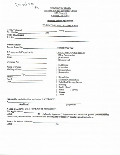 First page of the Building Permit Application