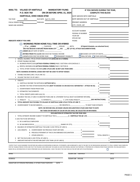 First page of the 2023 Individual and Business Income Tax Form