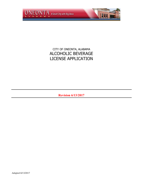 First page of the Alcoholic Beverage License Application