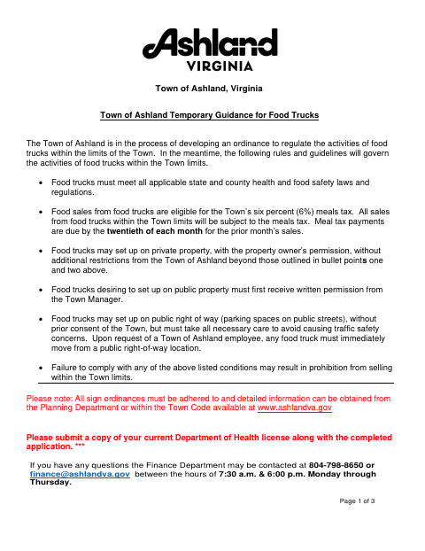 First page of the Food Truck Information Application