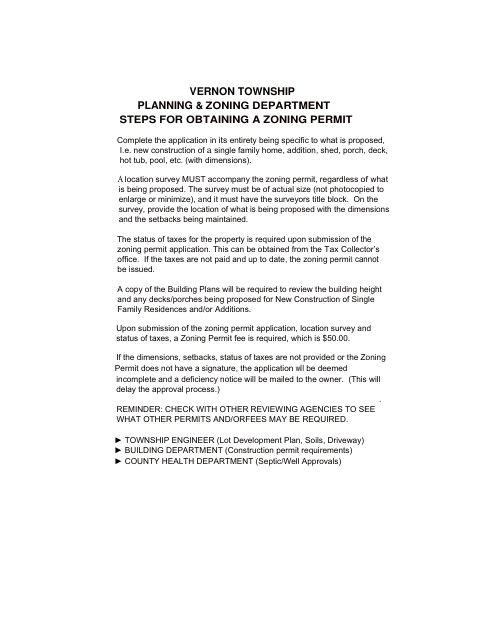 First page of the Zoning Permit Application
