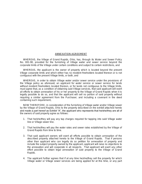 First page of the Annexation Agreement
