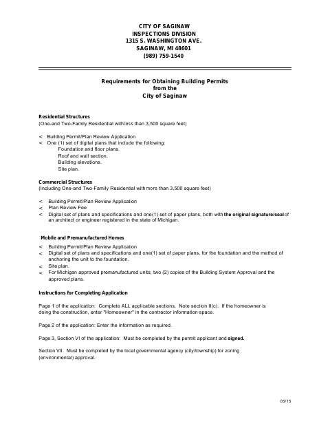 First page of the Building Permit Application