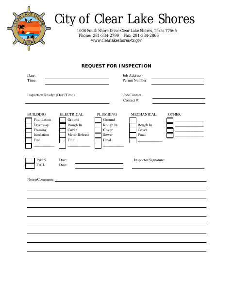 First page of the Request for Inspection
