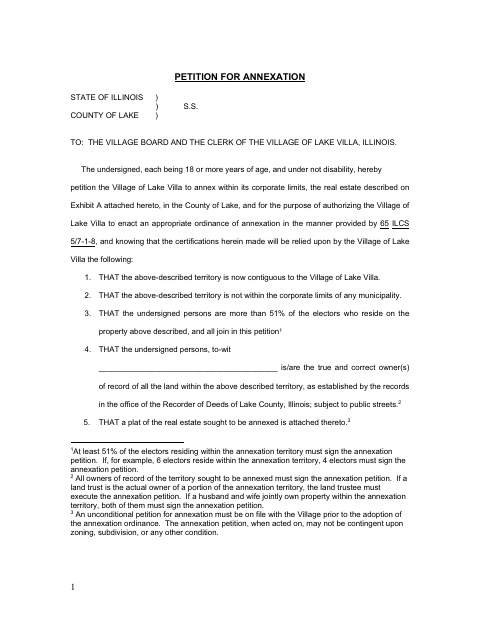 First page of the Petition for Annexation