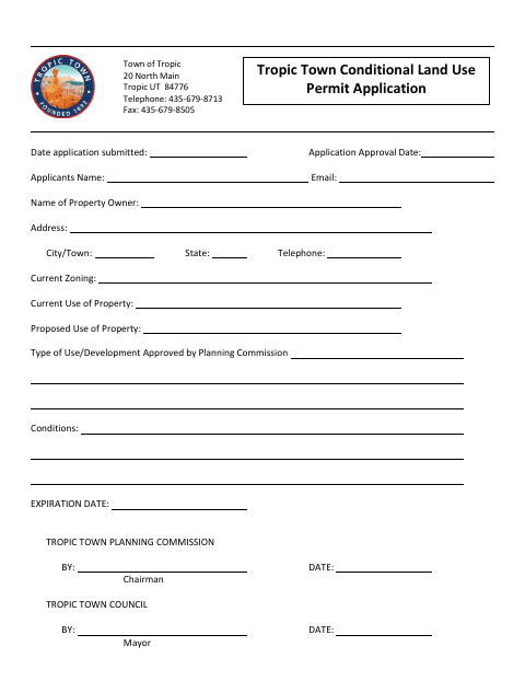 First page of the Conditional Land Use Permit Application