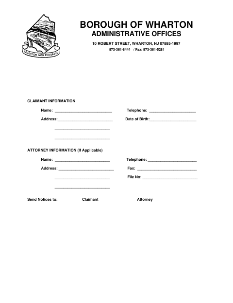 First page of the Tort Claim Form