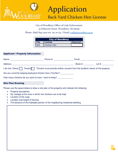 First page of the Application for Backyard Hens