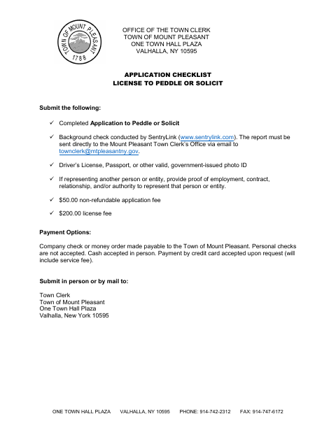 First page of the Application to Peddle or Solicit