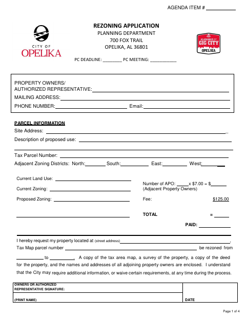 First page of the Rezoning Application