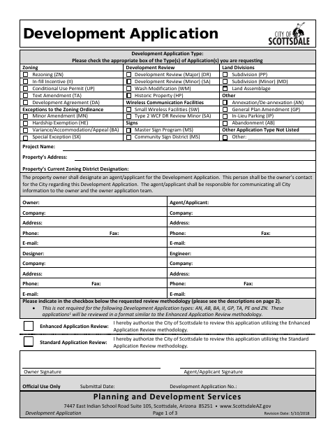 First page of the Development Application