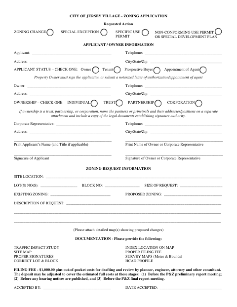 First page of the Zoning Application