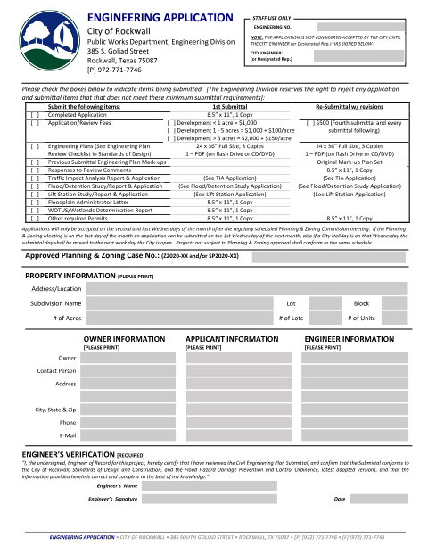 First page of the Engineering Application