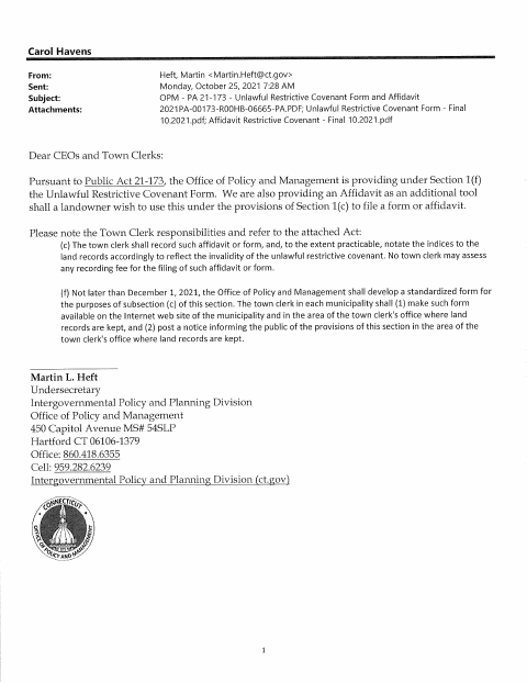First page of the Unlawful Restrictive Covenant Form and Affidavit