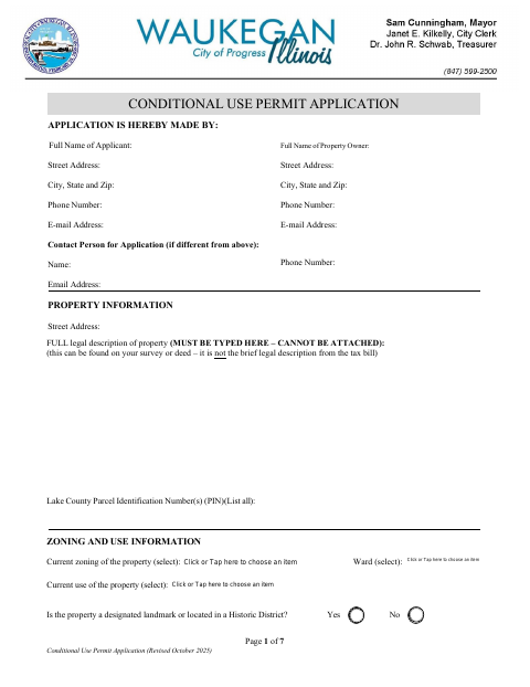 First page of the Conditional Use Permit Application