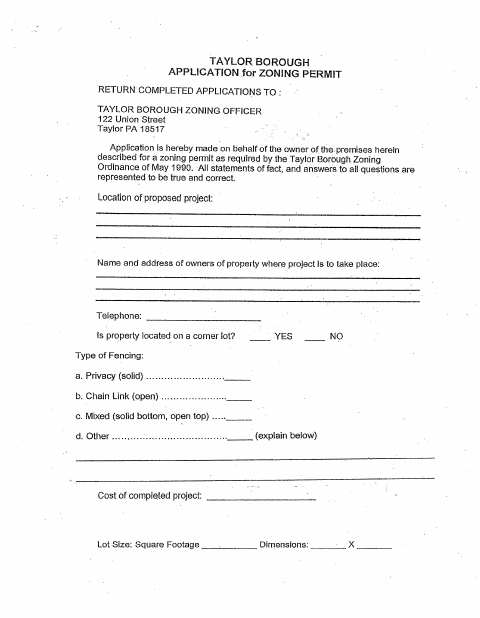 First page of the Fencing Application