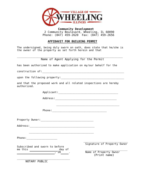 First page of the Affidavit for Building Permit