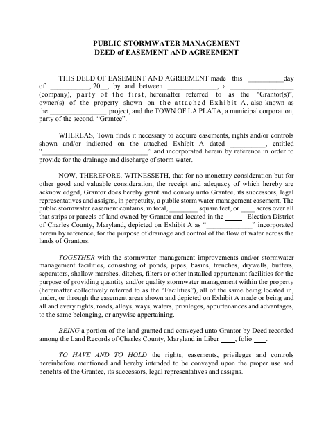 First page of the Public Stormwater Management Deed of Easement and Agreement