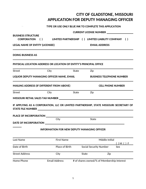 First page of the Application for Deputy Managing Officer