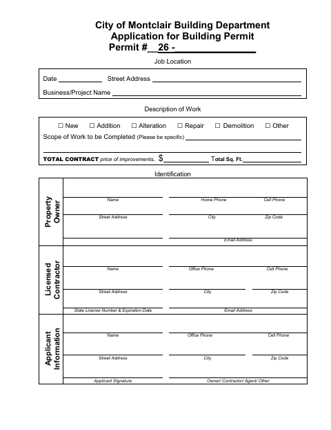 First page of the Application for Building Permit