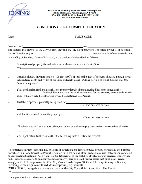 First page of the Conditional Use Permit Application