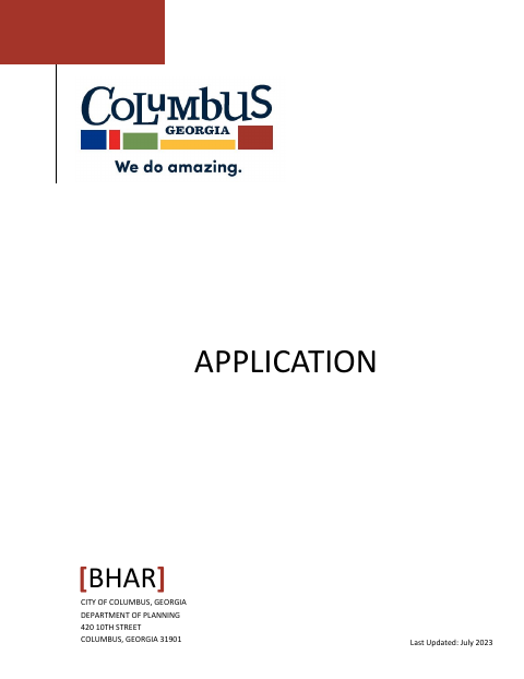 First page of the Board of Historic and Architectural Review Application