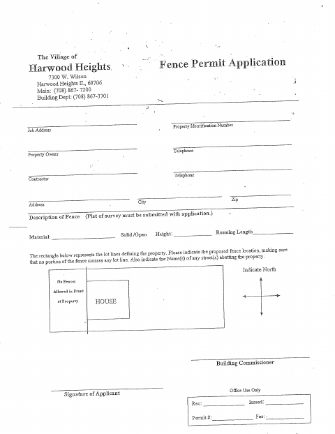 First page of the Fence Permit Application