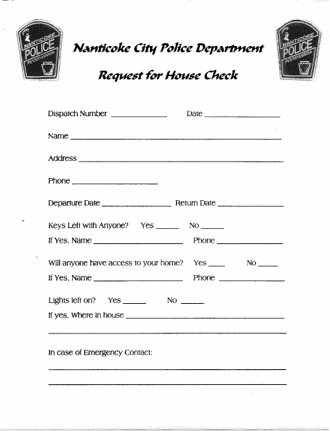 First page of the Police House Check Request