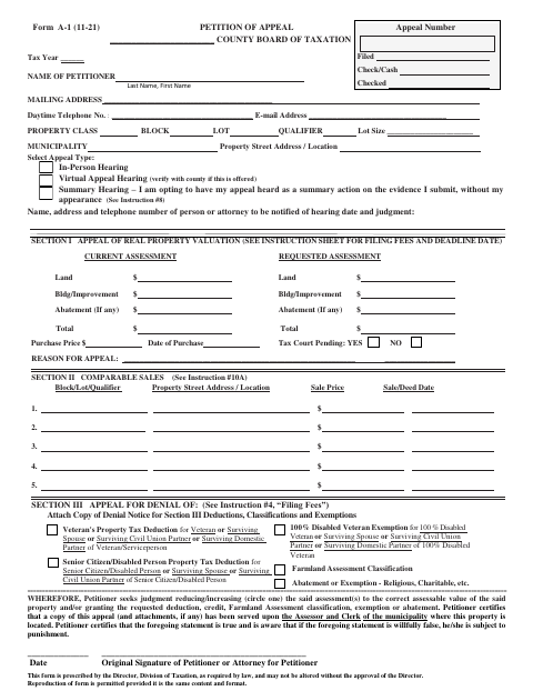 First page of the Petition of Appeal