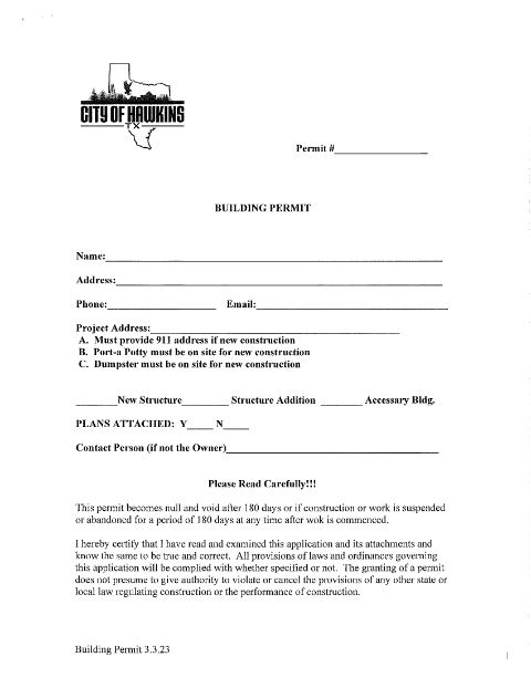 First page of the Building Permit