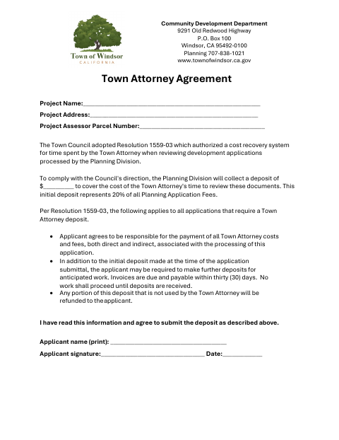 First page of the Town Attorney Agreement