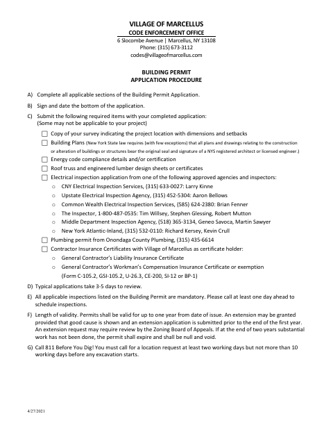 First page of the Building Permit Application