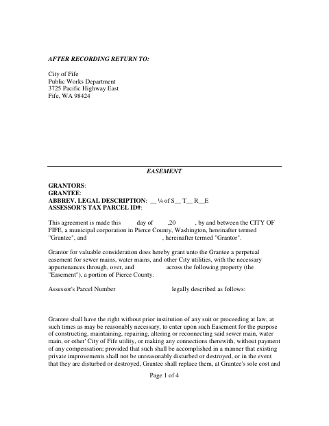 First page of the Easement Grant