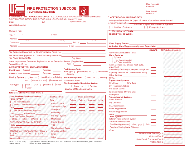 First page of the Fire Subcode Technical Section
