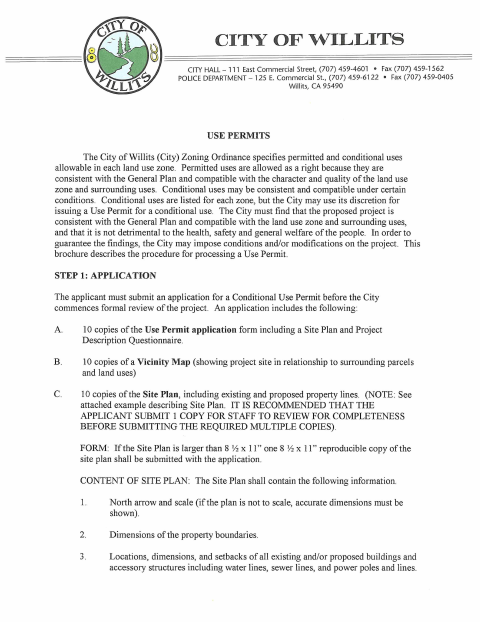 First page of the Conditional Use Permit Application