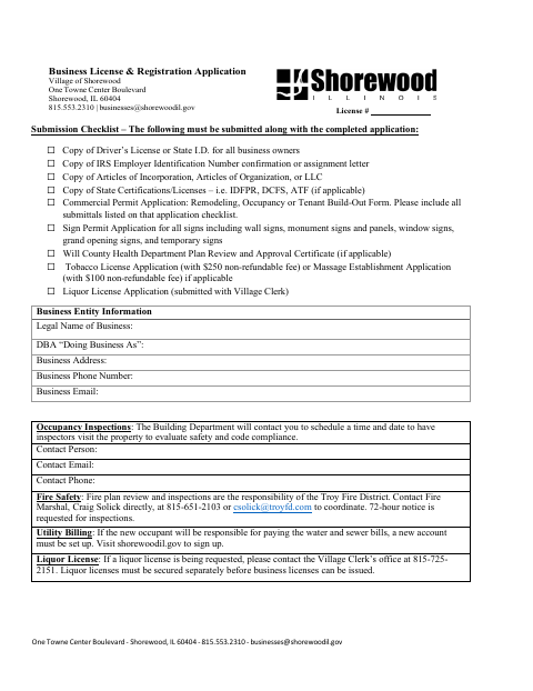 First page of the Business License Application 2026
