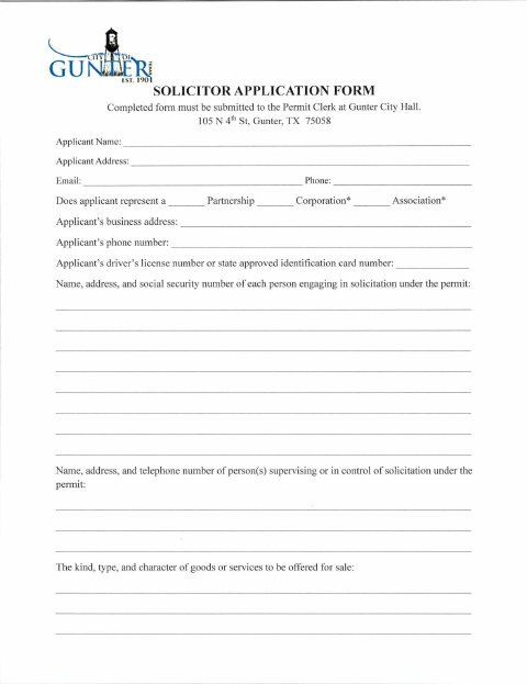 First page of the Solicitor Application