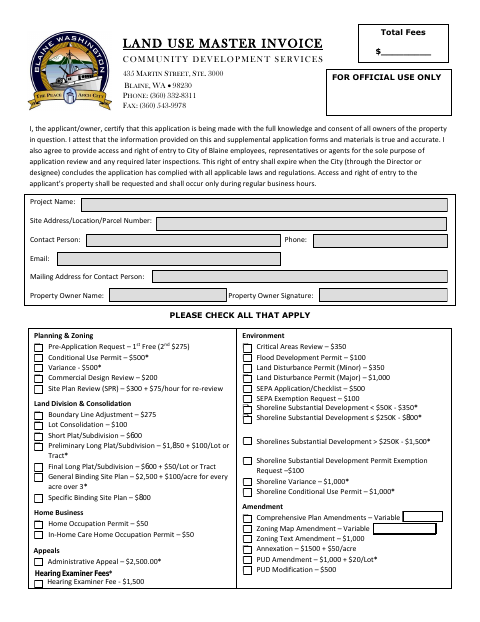 First page of the Temporary Storage Container Application