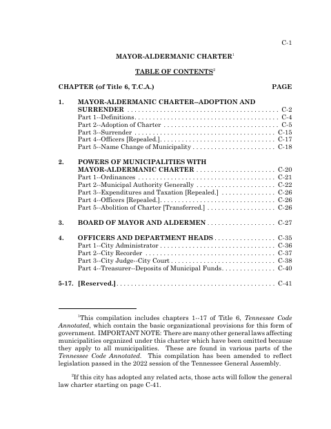 First page of the Mayor-Aldermanic Charter