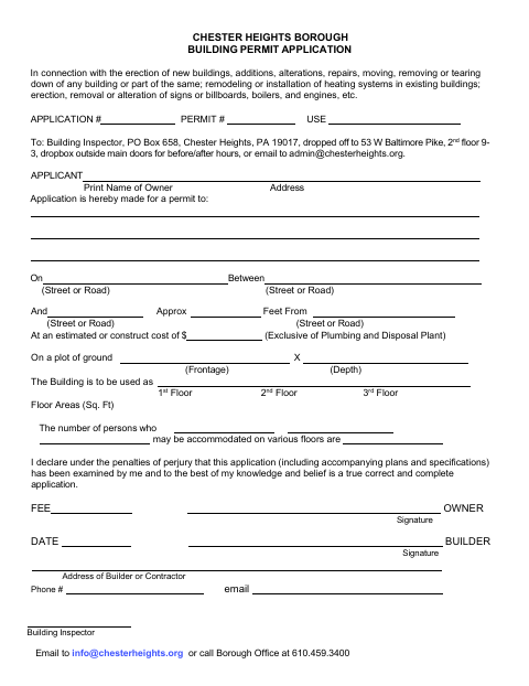 First page of the Building Permit Application