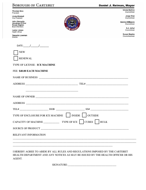 First page of the Ice Machine License