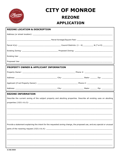 First page of the Rezone Application