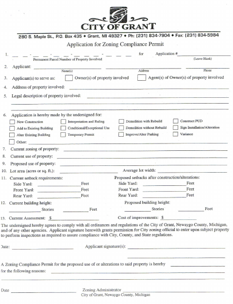 First page of the Sign Permit and Regulations