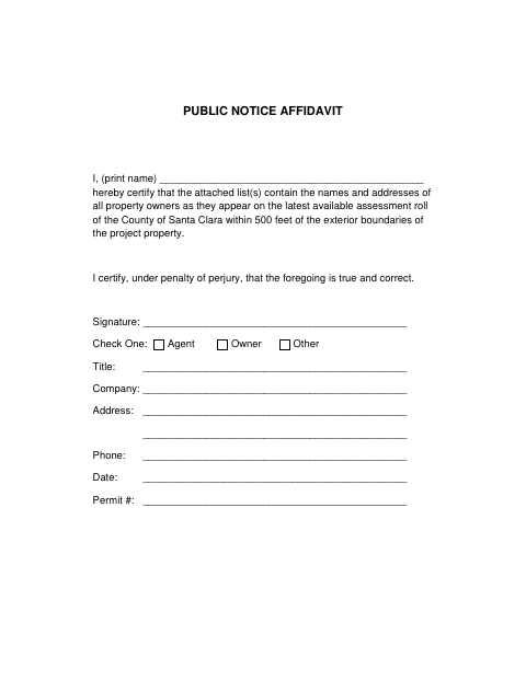 First page of the Public Notice Affidavit