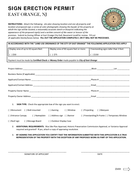 First page of the Sign Permit Application