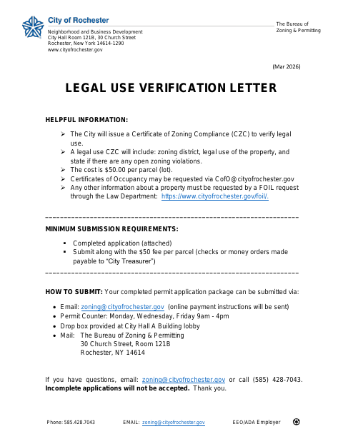 First page of the Legal Use Verification Application