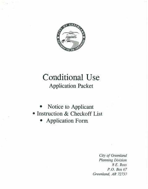 First page of the Conditional Use Permit Application