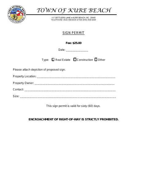 First page of the Sign Permit