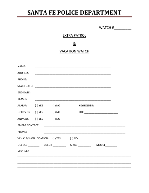 First page of the Extra Patrol & Vacation Watch