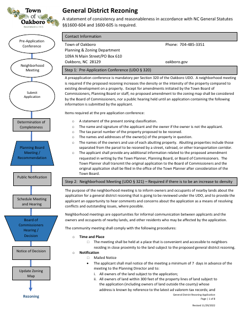 First page of the General District Rezoning Application